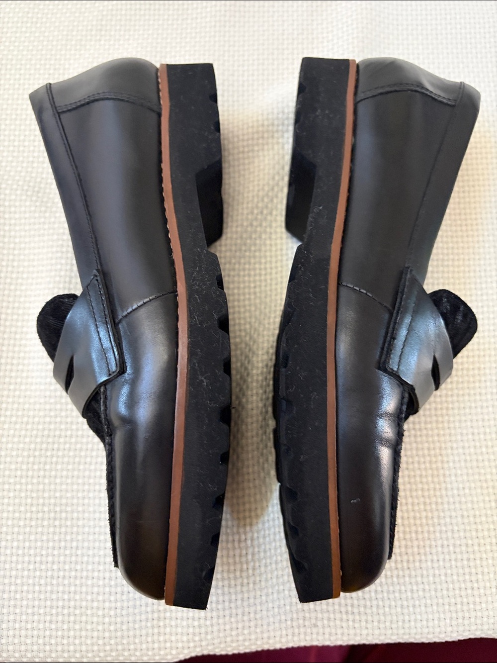 Earthies Black Leather & Haircalf Penny Loafers - Picture 8 of 9